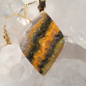 Bumblebee Jasper natural stone cabochon pendant